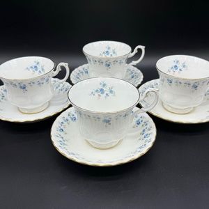 Royal Albert Memory Lane Tea Cup Saucer Sets(Set of 4) Bone China England
